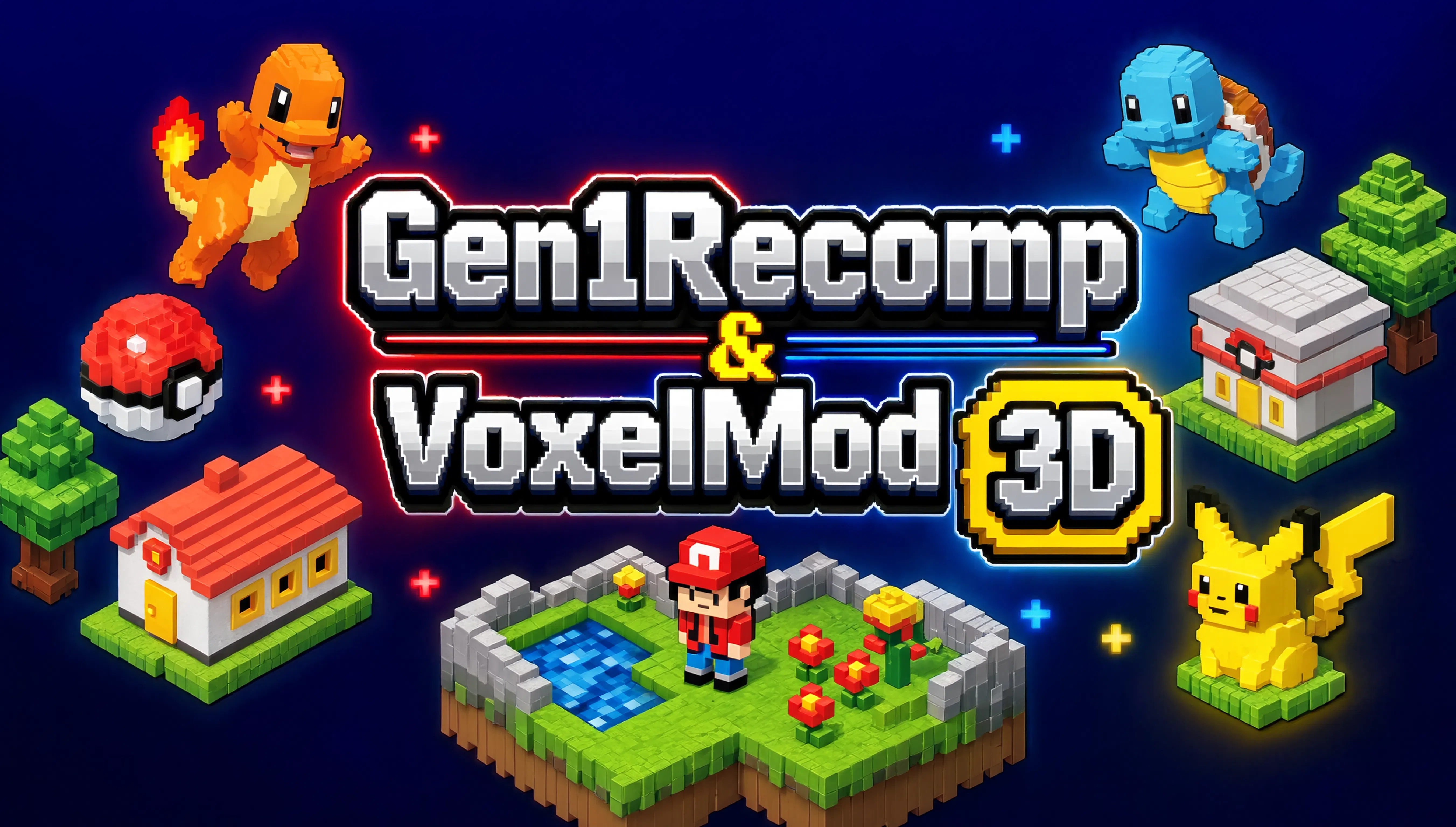 Gen1Recomp Voxel 3D Logo